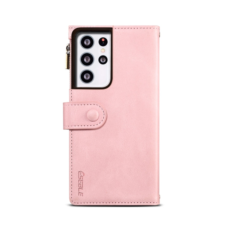 For Samsung Galaxy S21 Ultra 5G Retro Frosted Horizontal Flip Leather Case with Holder & Card Slot & Wallet & Zipper Pocket & Lanyard(Rose Gold) - Galaxy S21 Ultra 5G Cases by buy2fix | Online Shopping UK | buy2fix