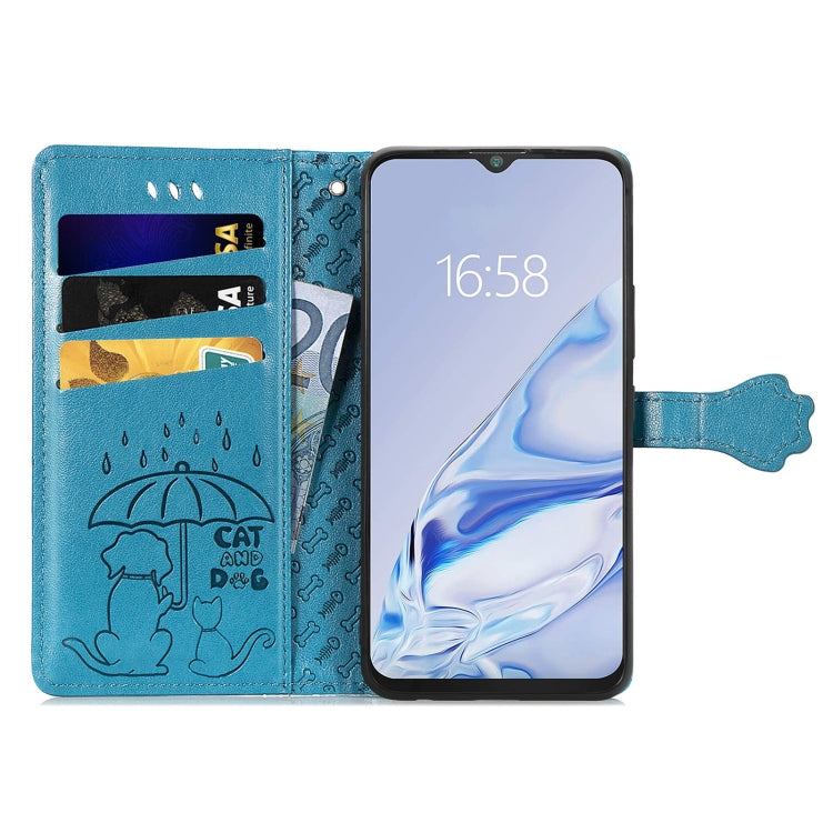 For CUBOT Note 20 Lovely Cat and Dog Embossing Pattern Horizontal Flip Leather Case , with Holder & Card Slots & Wallet & Cartoon Clasp & Lanyard(Blue) - More Brand by buy2fix | Online Shopping UK | buy2fix