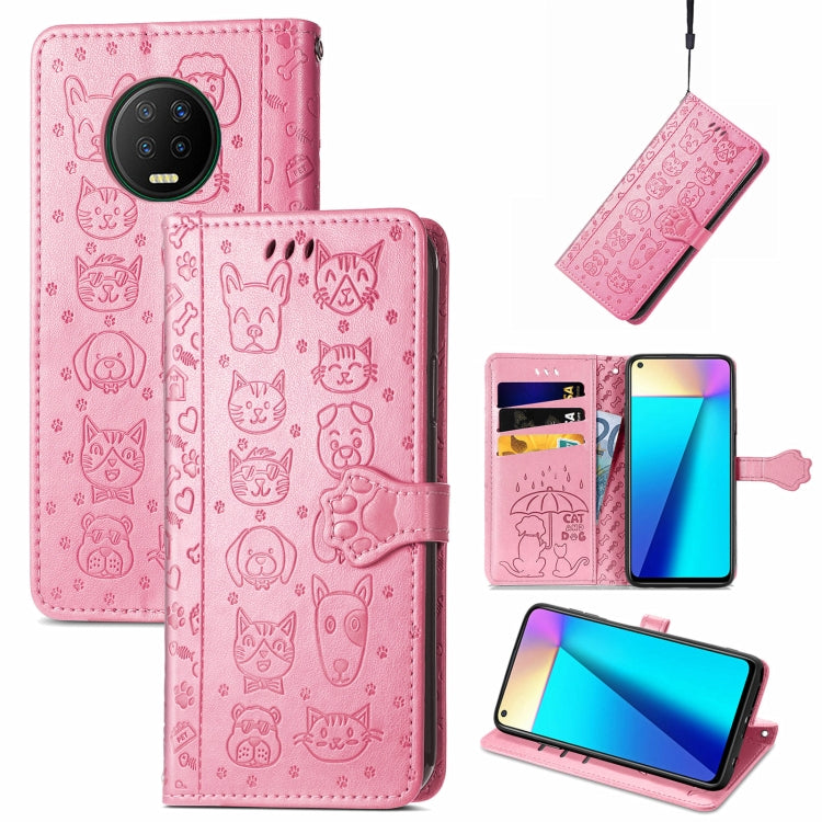 For Infinix Note 7 Lovely Cat and Dog Embossing Pattern Horizontal Flip Leather Case , with Holder & Card Slots & Wallet & Cartoon Clasp & Lanyard(Pink) - Infinix Cases by buy2fix | Online Shopping UK | buy2fix