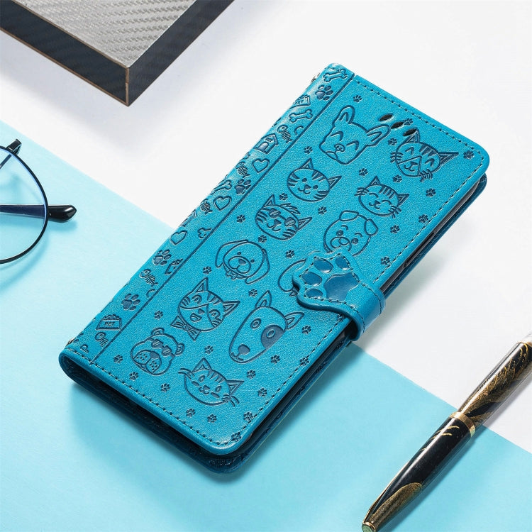 For Nokia 5.4 Lovely Cat and Dog Embossing Pattern Horizontal Flip Leather Case , with Holder & Card Slots & Wallet & Cartoon Clasp & Lanyard(Blue) - Nokia Cases by buy2fix | Online Shopping UK | buy2fix