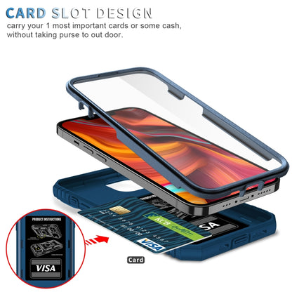 For iPhone 13 Sliding Camera Cover Design TPU + PC Protective Case with 360 Degree Rotating Holder & Card Slot(Blue+Blue) - iPhone 13 Cases by buy2fix | Online Shopping UK | buy2fix