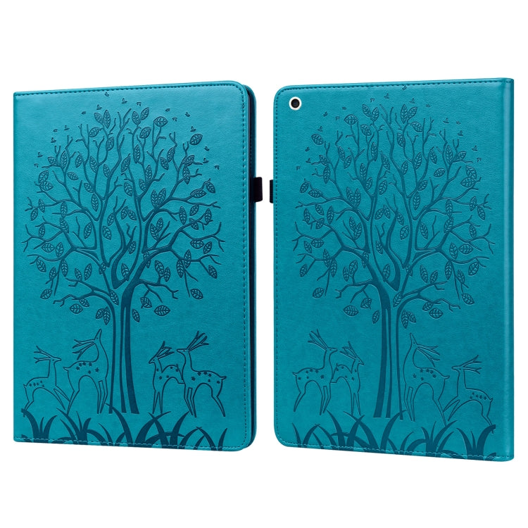 For iPad Pro 10.5 2017 / 10.2 2019 Tree & Deer Pattern Pressed Printing Horizontal Flip PU Leather Case with Holder & Card Slots & Sleep / Wake-up Function(Blue) - iPad 10.2 Cases by buy2fix | Online Shopping UK | buy2fix