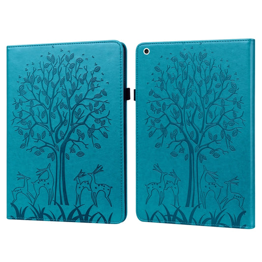 For iPad Pro 10.5 2017 / 10.2 2019 Tree & Deer Pattern Pressed Printing Horizontal Flip PU Leather Case with Holder & Card Slots & Sleep / Wake-up Function(Blue) - iPad 10.2 Cases by buy2fix | Online Shopping UK | buy2fix
