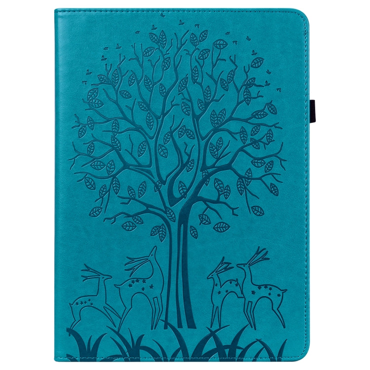 For iPad Pro 10.5 2017 / 10.2 2019 Tree & Deer Pattern Pressed Printing Horizontal Flip PU Leather Case with Holder & Card Slots & Sleep / Wake-up Function(Blue) - iPad 10.2 Cases by buy2fix | Online Shopping UK | buy2fix