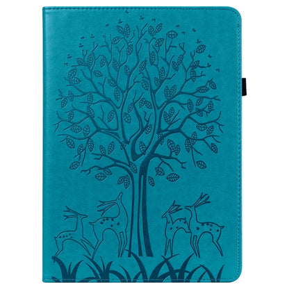 For iPad Pro 10.5 2017 / 10.2 2019 Tree & Deer Pattern Pressed Printing Horizontal Flip PU Leather Case with Holder & Card Slots & Sleep / Wake-up Function(Blue) - iPad 10.2 Cases by buy2fix | Online Shopping UK | buy2fix