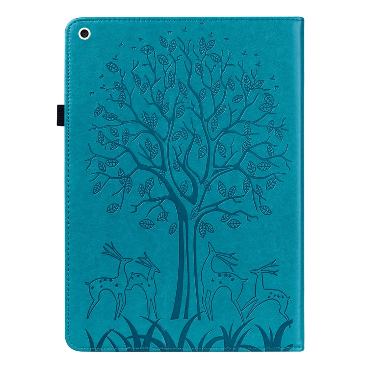 For iPad Pro 10.5 2017 / 10.2 2019 Tree & Deer Pattern Pressed Printing Horizontal Flip PU Leather Case with Holder & Card Slots & Sleep / Wake-up Function(Blue) - iPad 10.2 Cases by buy2fix | Online Shopping UK | buy2fix