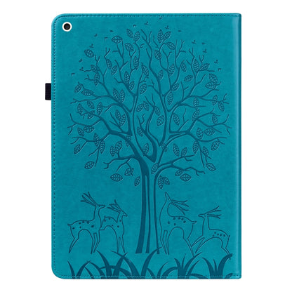 For iPad Pro 10.5 2017 / 10.2 2019 Tree & Deer Pattern Pressed Printing Horizontal Flip PU Leather Case with Holder & Card Slots & Sleep / Wake-up Function(Blue) - iPad 10.2 Cases by buy2fix | Online Shopping UK | buy2fix