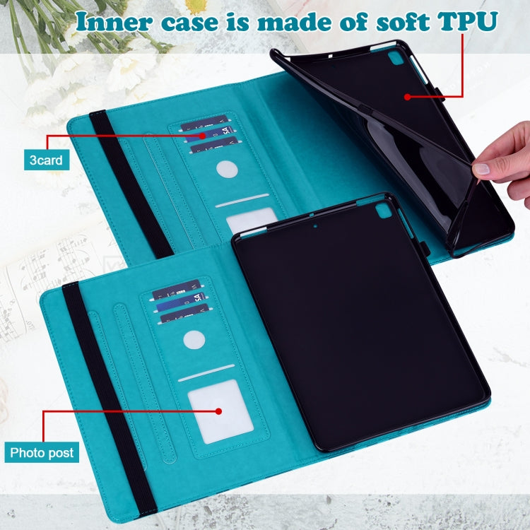For iPad Pro 10.5 2017 / 10.2 2019 Tree & Deer Pattern Pressed Printing Horizontal Flip PU Leather Case with Holder & Card Slots & Sleep / Wake-up Function(Blue) - iPad 10.2 Cases by buy2fix | Online Shopping UK | buy2fix