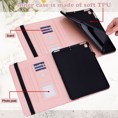 For iPad Pro 10.5 2017 / 10.2 2019 Tree & Deer Pattern Pressed Printing Horizontal Flip PU Leather Case with Holder & Card Slots & Sleep / Wake-up Function(Pink) - iPad 10.2 Cases by buy2fix | Online Shopping UK | buy2fix