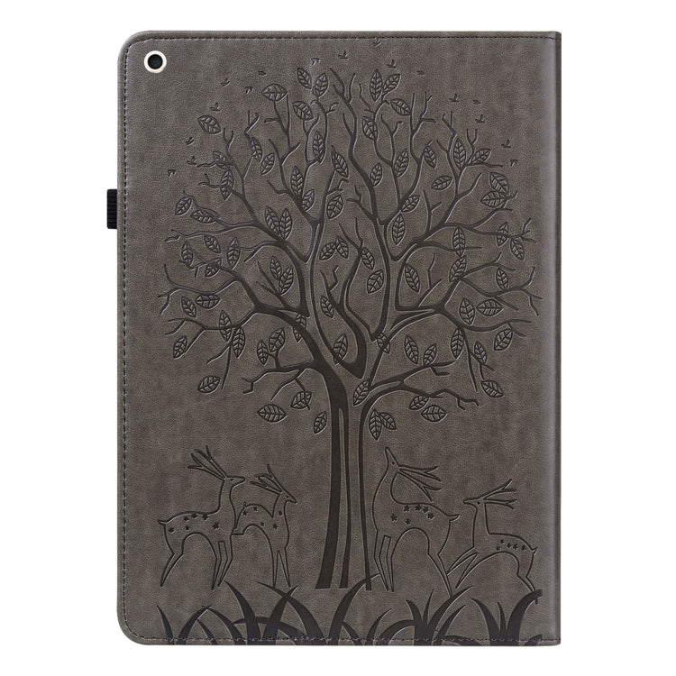 For iPad Pro 10.5 2017 / 10.2 2019 Tree & Deer Pattern Pressed Printing Horizontal Flip PU Leather Case with Holder & Card Slots & Sleep / Wake-up Function(Grey) - iPad 10.2 Cases by buy2fix | Online Shopping UK | buy2fix