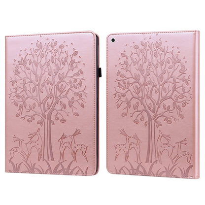 Tree & Deer Pattern Pressed Printing Horizontal Flip PU Leather Case with Holder & Card Slots & Sleep / Wake-up Function For iPad 9.7 2018/2017/Air 2/Air(Pink) - iPad 9.7 (2018) & (2017) Cases by buy2fix | Online Shopping UK | buy2fix