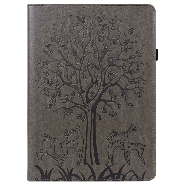 Tree & Deer Pattern Pressed Printing Horizontal Flip PU Leather Case with Holder & Card Slots & Sleep / Wake-up Function For iPad 9.7 2018/2017/Air 2/Air(Grey) - iPad 9.7 (2018) & (2017) Cases by buy2fix | Online Shopping UK | buy2fix