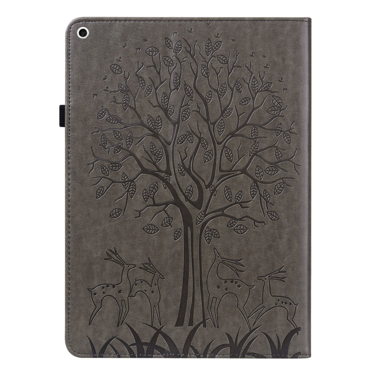 Tree & Deer Pattern Pressed Printing Horizontal Flip PU Leather Case with Holder & Card Slots & Sleep / Wake-up Function For iPad 9.7 2018/2017/Air 2/Air(Grey) - iPad 9.7 (2018) & (2017) Cases by buy2fix | Online Shopping UK | buy2fix