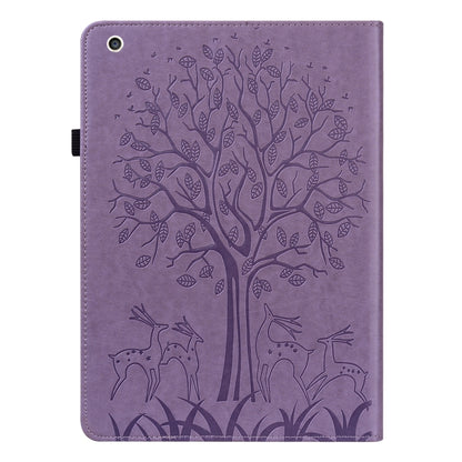 Tree & Deer Pattern Pressed Printing Horizontal Flip PU Leather Case with Holder & Card Slots & Sleep / Wake-up Function For iPad mini 5/4/3/2/1(Purple) - iPad Mini 4 & 3 & 2 & 1 Cases by buy2fix | Online Shopping UK | buy2fix