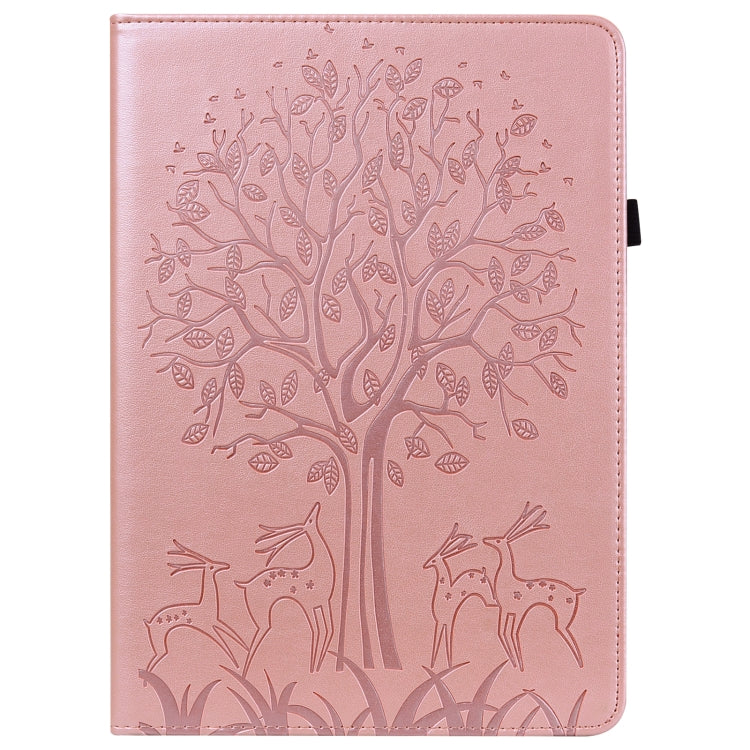 Tree & Deer Pattern Pressed Printing Horizontal Flip PU Leather Case with Holder & Card Slots & Sleep / Wake-up Function For iPad mini 5/4/3/2/1(Pink) - iPad Mini 4 & 3 & 2 & 1 Cases by buy2fix | Online Shopping UK | buy2fix