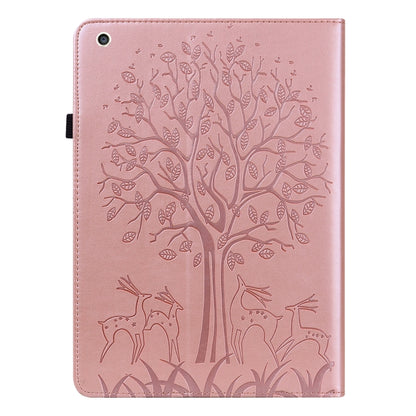 Tree & Deer Pattern Pressed Printing Horizontal Flip PU Leather Case with Holder & Card Slots & Sleep / Wake-up Function For iPad mini 5/4/3/2/1(Pink) - iPad Mini 4 & 3 & 2 & 1 Cases by buy2fix | Online Shopping UK | buy2fix