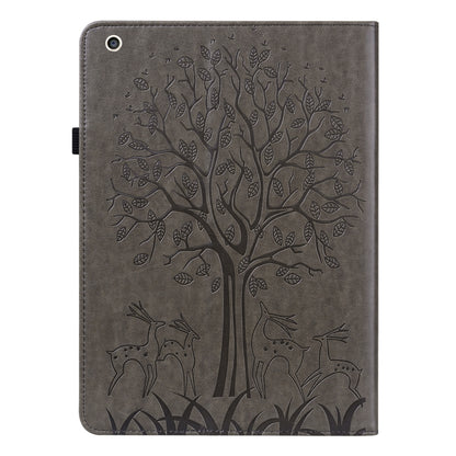 Tree & Deer Pattern Pressed Printing Horizontal Flip PU Leather Case with Holder & Card Slots & Sleep / Wake-up Function For iPad mini 5/4/3/2/1(Grey) - iPad Mini 4 & 3 & 2 & 1 Cases by buy2fix | Online Shopping UK | buy2fix