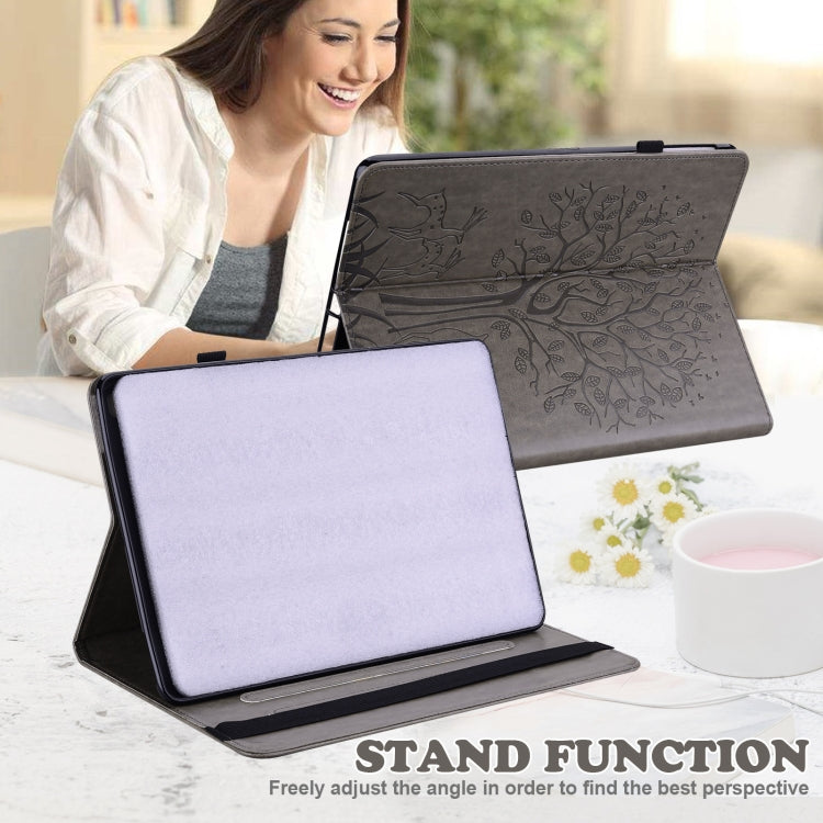 Tree & Deer Pattern Pressed Printing Horizontal Flip PU Leather Case with Holder & Card Slots & Sleep / Wake-up Function For iPad mini 5/4/3/2/1(Grey) - iPad Mini 4 & 3 & 2 & 1 Cases by buy2fix | Online Shopping UK | buy2fix