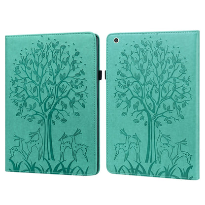 Tree & Deer Pattern Pressed Printing Horizontal Flip PU Leather Case with Holder & Card Slots & Sleep / Wake-up Function For iPad mini 5/4/3/2/1(Green) - iPad Mini 4 & 3 & 2 & 1 Cases by buy2fix | Online Shopping UK | buy2fix