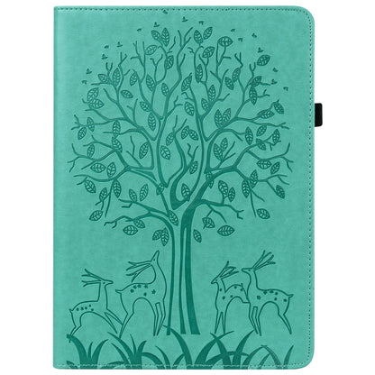 Tree & Deer Pattern Pressed Printing Horizontal Flip PU Leather Case with Holder & Card Slots & Sleep / Wake-up Function For iPad mini 5/4/3/2/1(Green) - iPad Mini 4 & 3 & 2 & 1 Cases by buy2fix | Online Shopping UK | buy2fix
