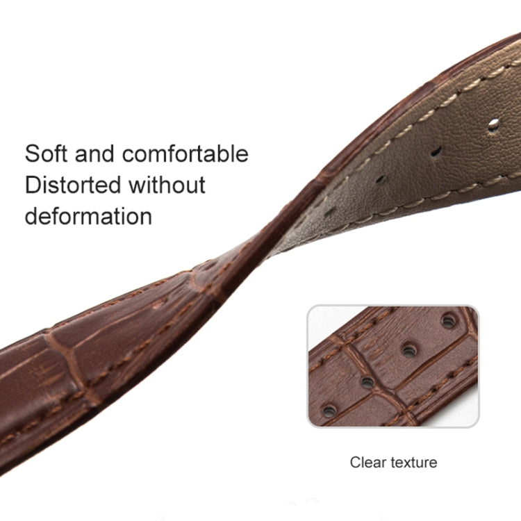 18mm Two-layer Cowhide Leather Bamboo Joint Texture Watch Band(Dark Brown) by buy2fix