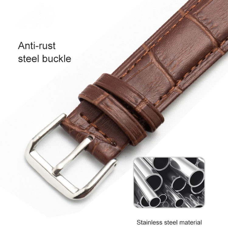 18mm Two-layer Cowhide Leather Bamboo Joint Texture Watch Band(Dark Brown) by buy2fix