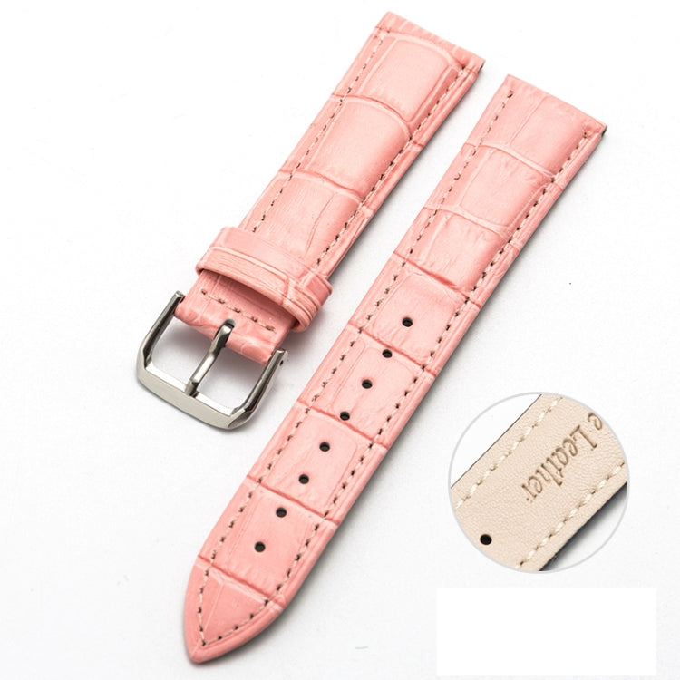 22mm Two-layer Cowhide Leather Bamboo Joint Texture Watch Band(Pink) by buy2fix