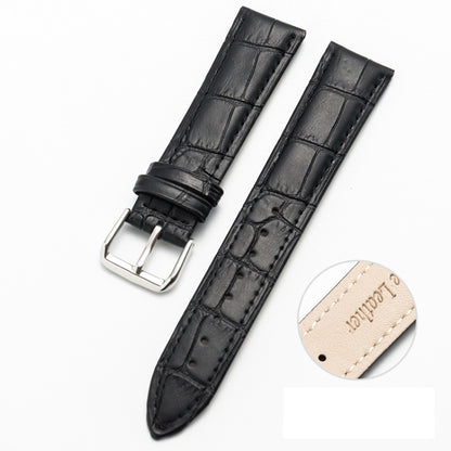 22mm Two-layer Cowhide Leather Bamboo Joint Texture Watch Band(Black) by buy2fix
