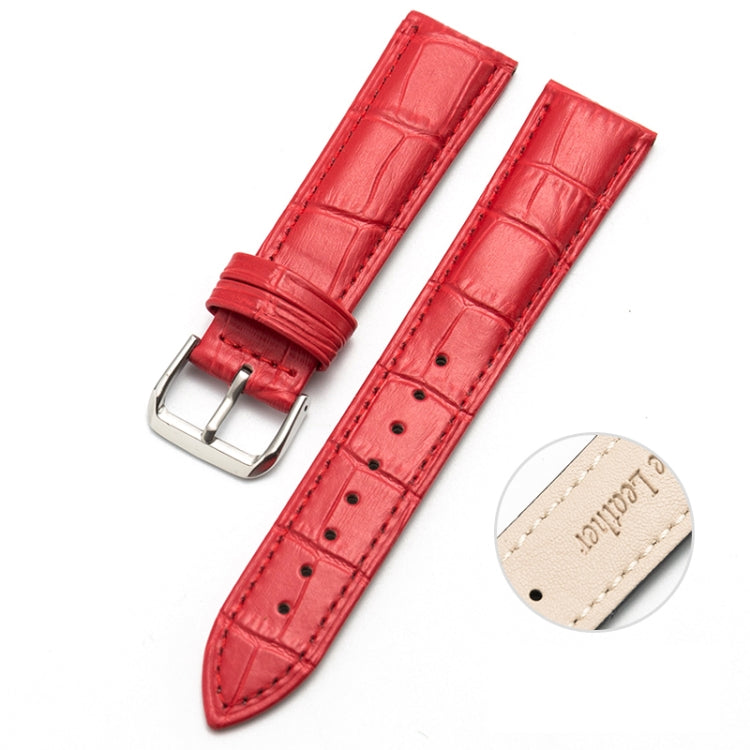 22mm Two-layer Cowhide Leather Bamboo Joint Texture Watch Band(Red) by buy2fix