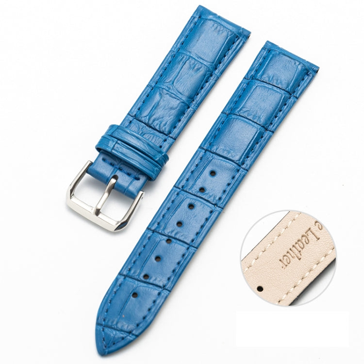 22mm Two-layer Cowhide Leather Bamboo Joint Texture Watch Band(Blue) by buy2fix