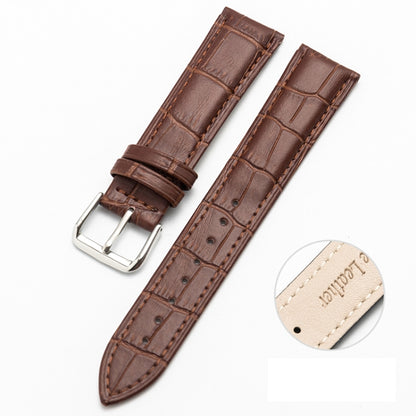 22mm Two-layer Cowhide Leather Bamboo Joint Texture Watch Band(Dark Brown) by buy2fix