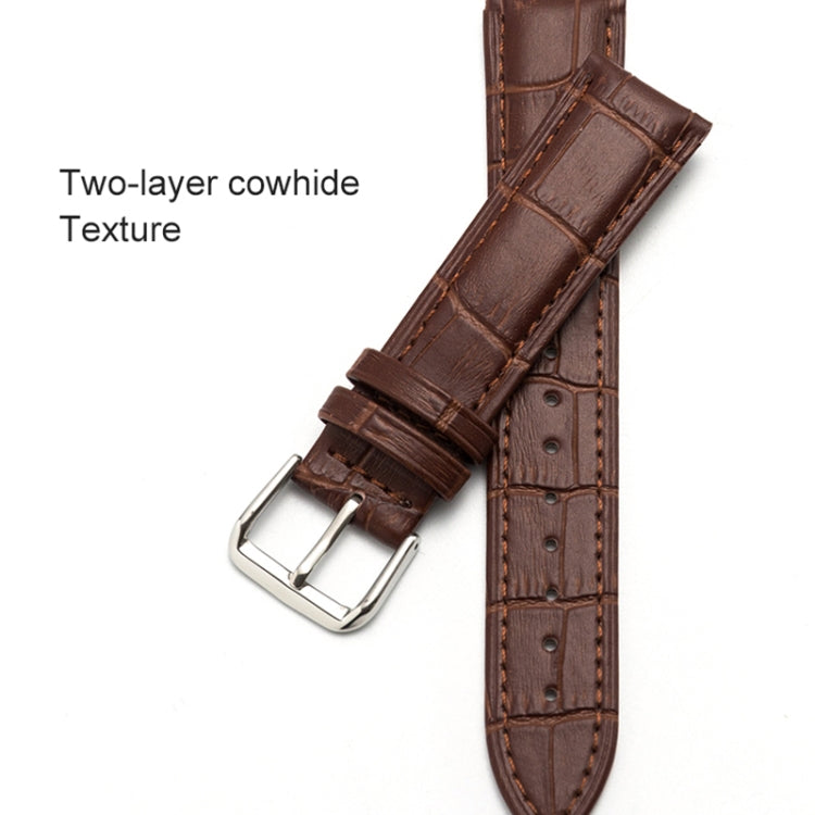 22mm Two-layer Cowhide Leather Bamboo Joint Texture Watch Band(Dark Brown) by buy2fix