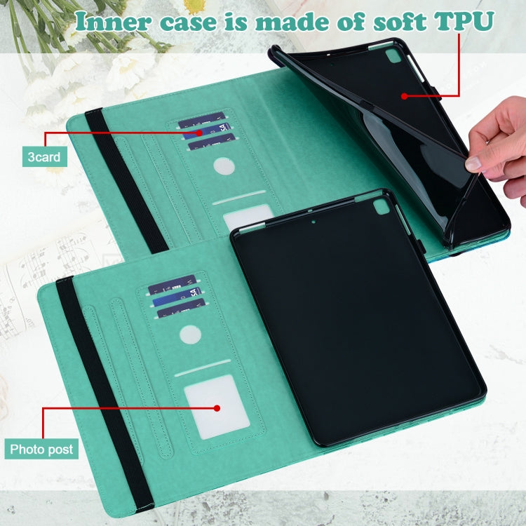 For Samsung Galaxy Tab S8 / Galaxy Tab S7 SM-T870 Tree & Deer Pattern Pressed Printing Horizontal Flip PU Leather Case with Holder & Card Slots(Green) by buy2fix