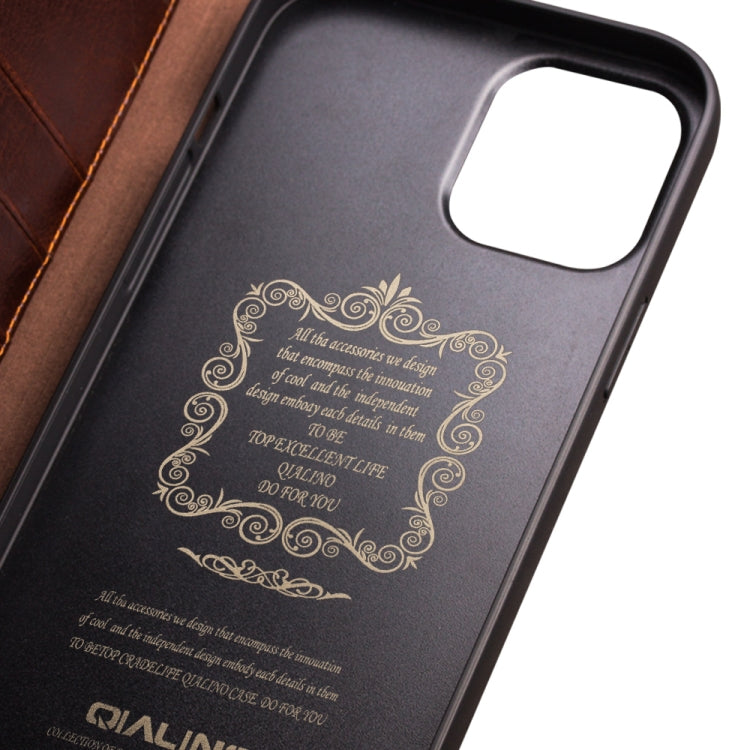 For iPhone 13 QIALINO Horizontal Flip Leather Case with Holder & Card Slots & Wallet(Brown) - iPhone 13 Cases by QIALINO | Online Shopping UK | buy2fix