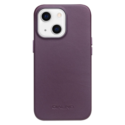 For iPhone 13 mini QIALINO Nappa Cowhide MagSafe Magnetic Protective Case (Purple Crystal) by QIALINO