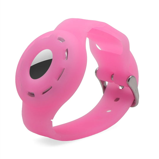 Anti-scratch Shockproof Silicone Bracelet Strap Protective Cover Case For AirTag 2nd Gen / AirTag 1st Gen(Rose Red Fluorescent)