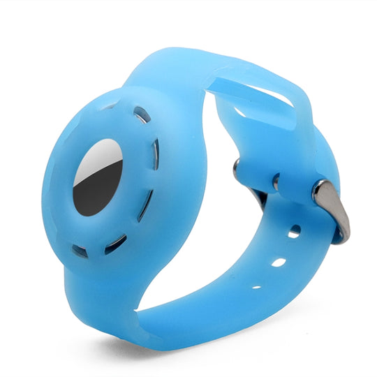 Anti-scratch Shockproof Silicone Bracelet Strap Protective Cover Case For AirTag 2nd Gen / AirTag 1st Gen(Blue Fluorescent)