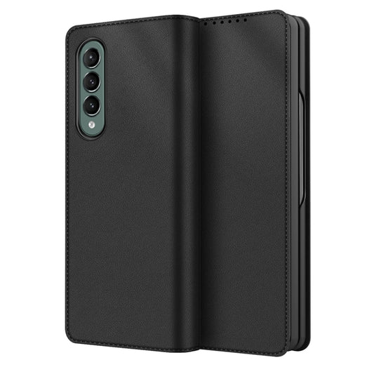 For Samsung Galaxy Z Fold3 5G Split Type Horizontal Flip Foldable Leather Case with Holder & Card Slots & Wallet(Plain Black) by buy2fix