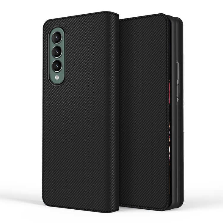 For Samsung Galaxy Z Fold3 5G Split Type Horizontal Flip Foldable Leather Case with Holder & Card Slots & Wallet(Fiber Black) - Galaxy Phone Cases by buy2fix | Online Shopping UK | buy2fix