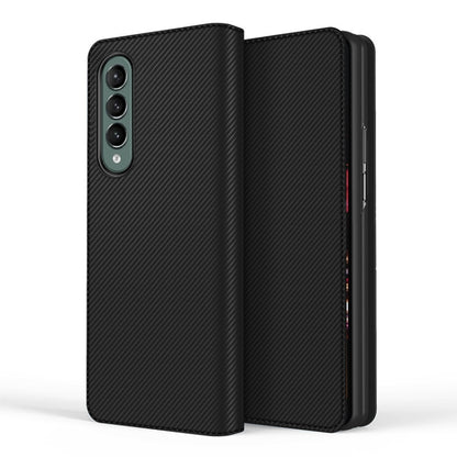For Samsung Galaxy Z Fold3 5G Split Type Horizontal Flip Foldable Leather Case with Holder & Card Slots & Wallet(Fiber Black) - Galaxy Phone Cases by buy2fix | Online Shopping UK | buy2fix