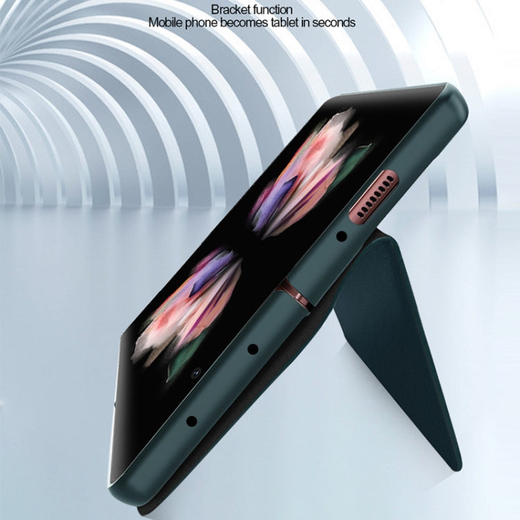 For Samsung Galaxy Z Fold3 5G Split Type Horizontal Flip Foldable Leather Case with Holder & Card Slots & Wallet(Fiber Black) - Galaxy Phone Cases by buy2fix | Online Shopping UK | buy2fix