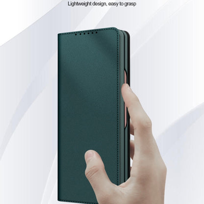 For Samsung Galaxy Z Fold3 5G Split Type Horizontal Flip Foldable Leather Case with Holder & Card Slots & Wallet(Plain Black) by buy2fix