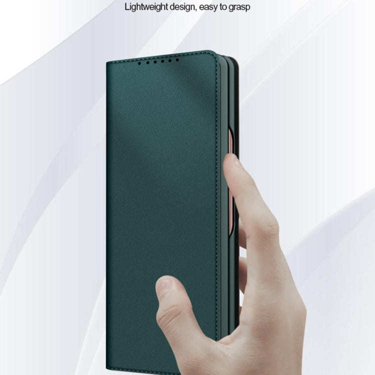 For Samsung Galaxy Z Fold3 5G Split Type Horizontal Flip Foldable Leather Case with Holder & Card Slots & Wallet(Fiber Brown) - Galaxy Phone Cases by buy2fix | Online Shopping UK | buy2fix