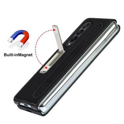 For Samsung Galaxy Z Fold3 5G Litchi Texture Leather Protective Case with Holder & Pen Slot(Black) by buy2fix