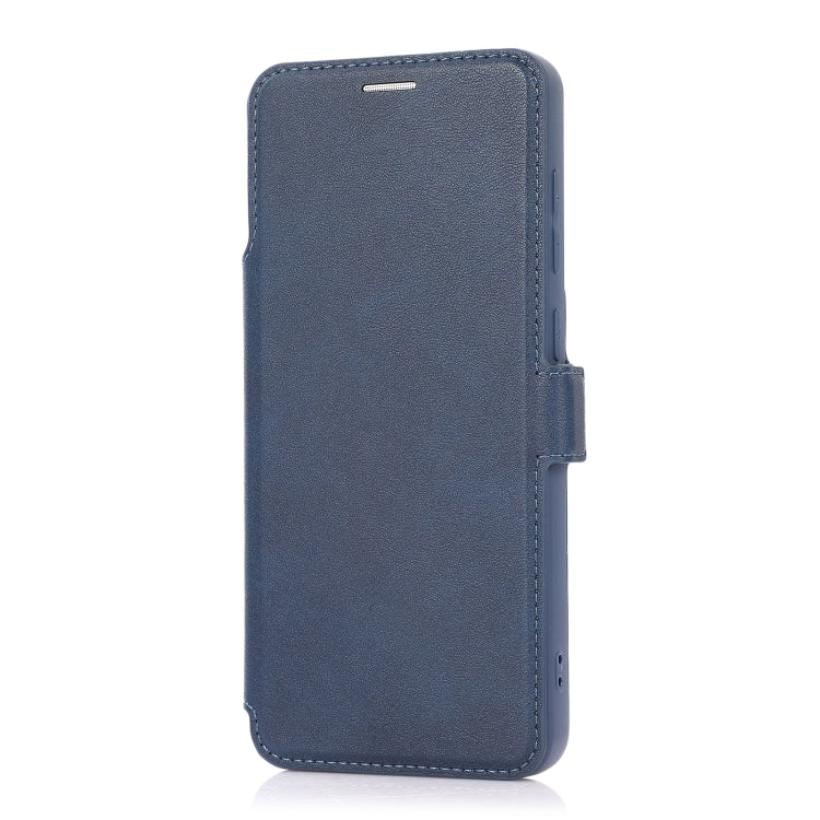 For Samsung Galaxy A21s Push Window Double Buckle PU + Silicone Horizontal Flip Leather Case with Holder & Card Slot(Blue) by buy2fix