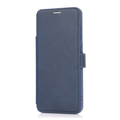 For Samsung Galaxy A21s Push Window Double Buckle PU + Silicone Horizontal Flip Leather Case with Holder & Card Slot(Blue) by buy2fix