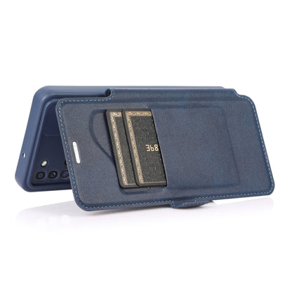 For Samsung Galaxy A21s Push Window Double Buckle PU + Silicone Horizontal Flip Leather Case with Holder & Card Slot(Blue) by buy2fix