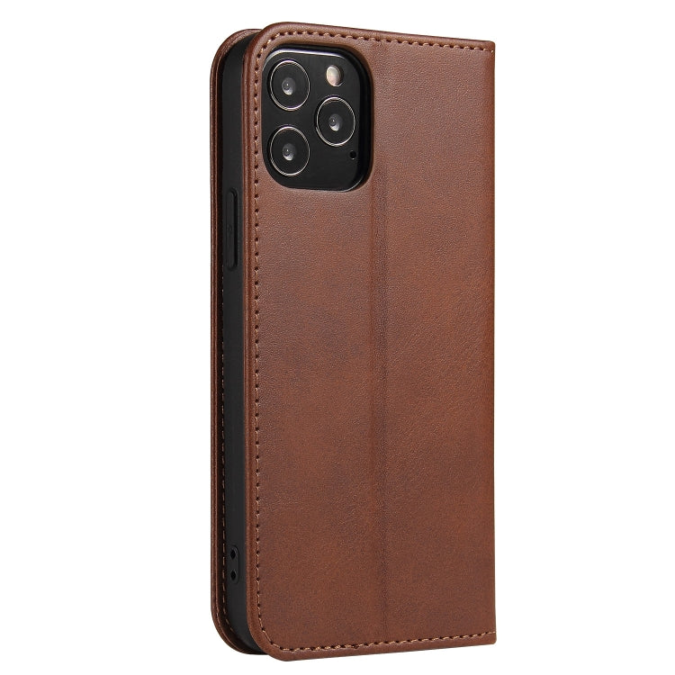 For iPhone 13 mini Calf Texture Magnetic Horizontal Flip Leather Case with Holder & Card Slots & Wallet (Brown) by buy2fix