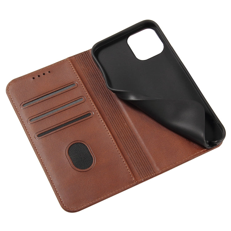 For iPhone 13 mini Calf Texture Magnetic Horizontal Flip Leather Case with Holder & Card Slots & Wallet (Brown) by buy2fix