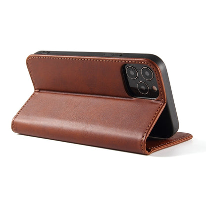 For iPhone 13 Calf Texture Magnetic Horizontal Flip Leather Case with Holder & Card Slots & Wallet(Brown) - iPhone 13 Cases by buy2fix | Online Shopping UK | buy2fix